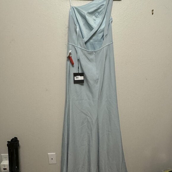 IEENA for Mac Duggal 26266 One Shoulder Jersey Mermaid Gown SZ 8 Blue NWT - Picture 2 of 4